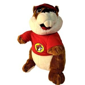 Buc-ee's Beaver Plush Stuffed Animal Red Shirt Corduroy Hat 12‎ Inch 2015 Mascot
